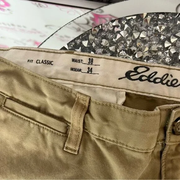 Eddie Bauer pants cargo dress pants pockets Classic Tan Chinos - Picture 6 of 8
